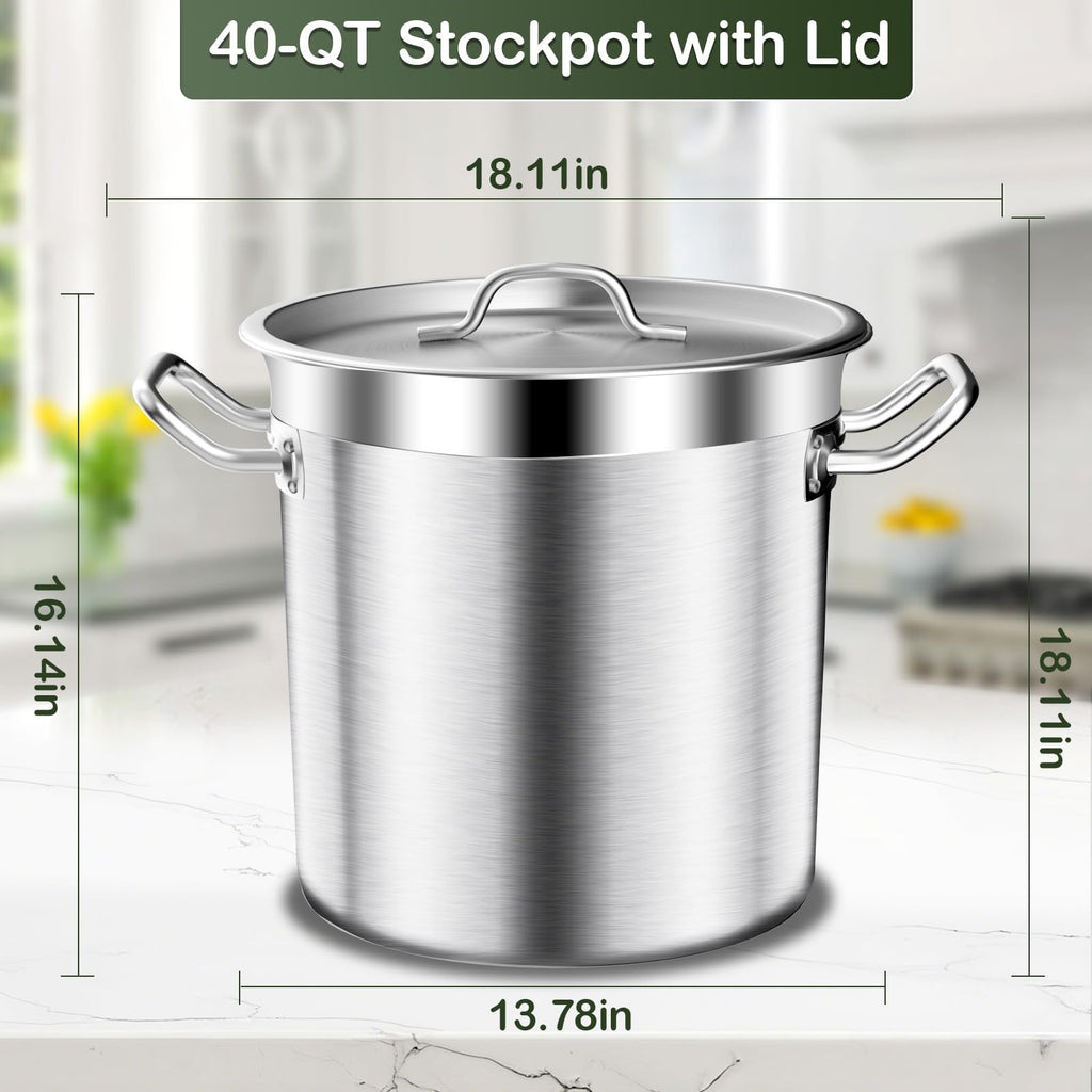 40QT Stainless Steel Stockpot with Lid D478861
