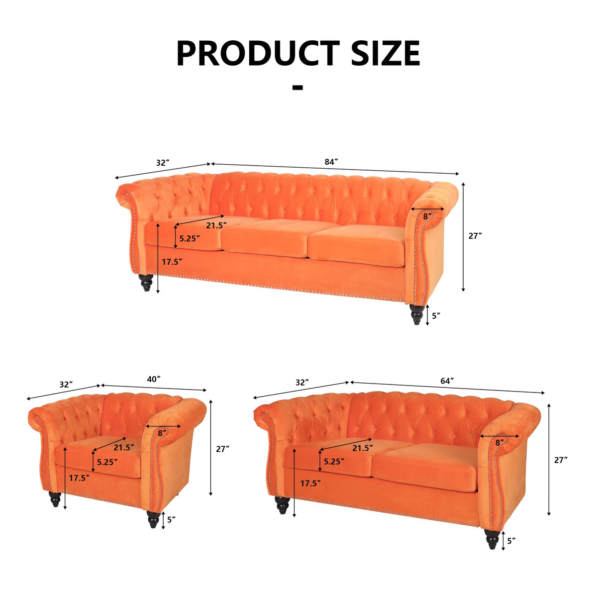 Orange Velvet Tufted Accent Chair Z6693