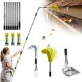 13ft Gutter Cleaning Tools with Replaceable Brush Rake Scoop, 180° Adjustable Angle, Yellow P187
