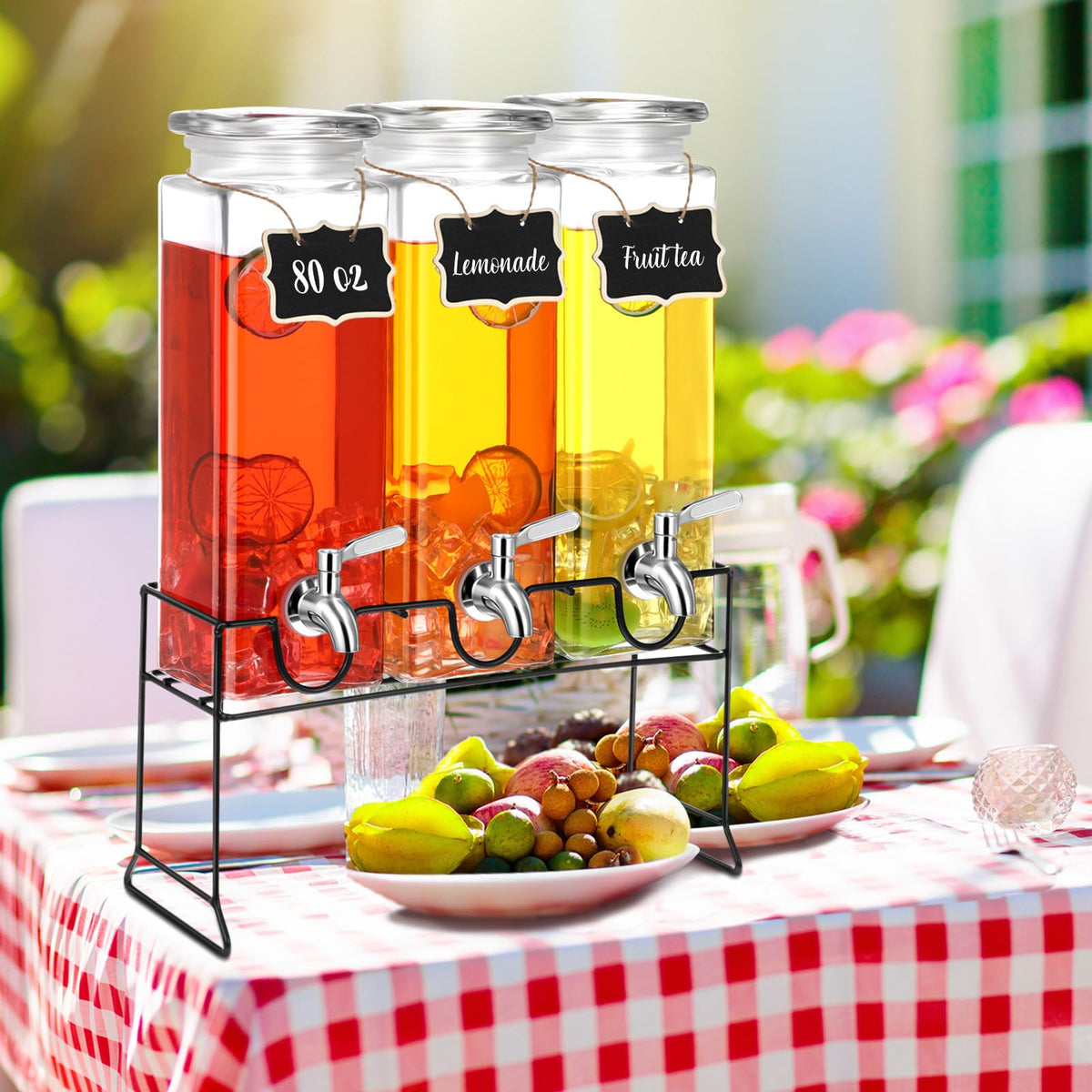 80 oz Glass Drink Dispenser with Stand and Spigot C84453