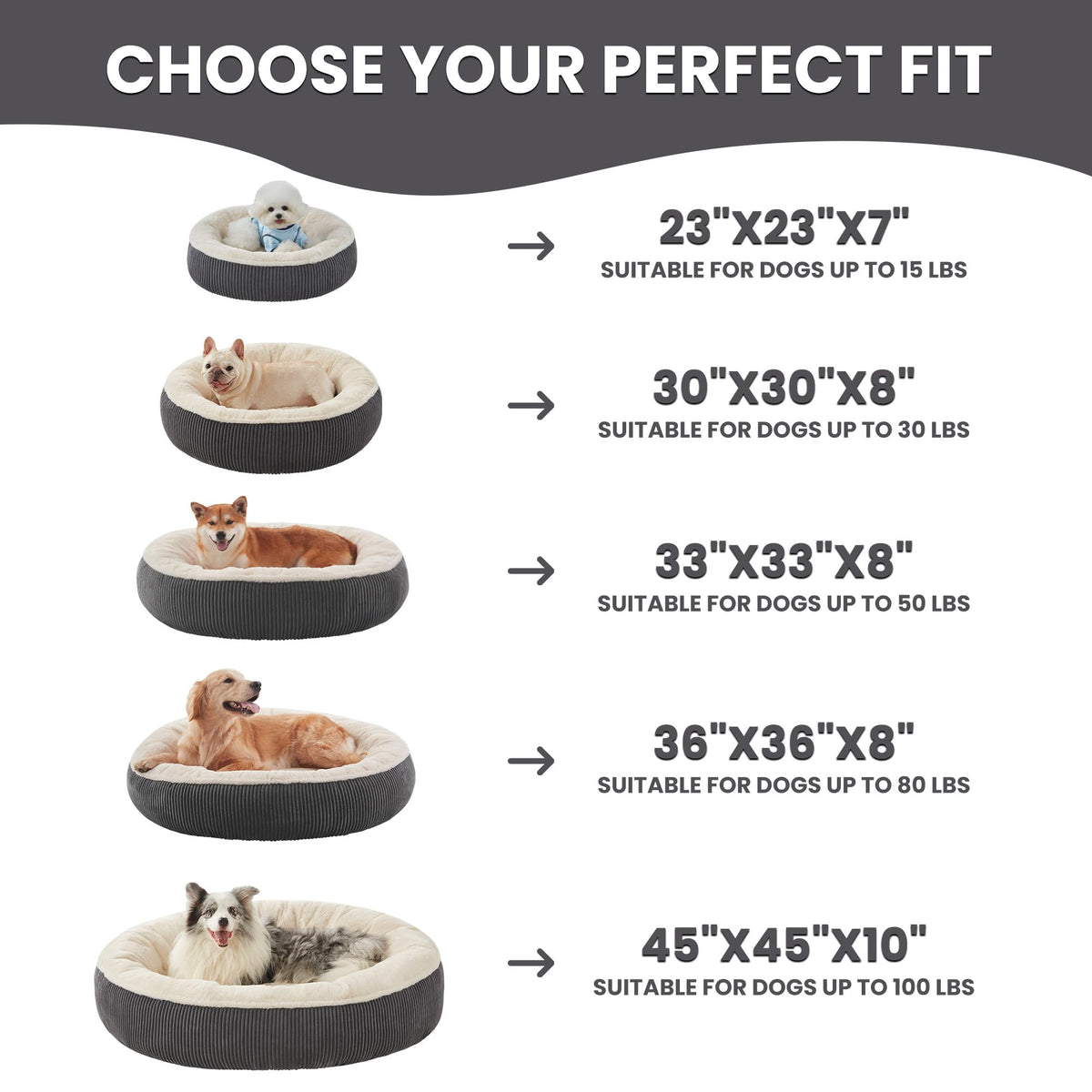 36 inches Dark Grey Donut Dog Bed S499