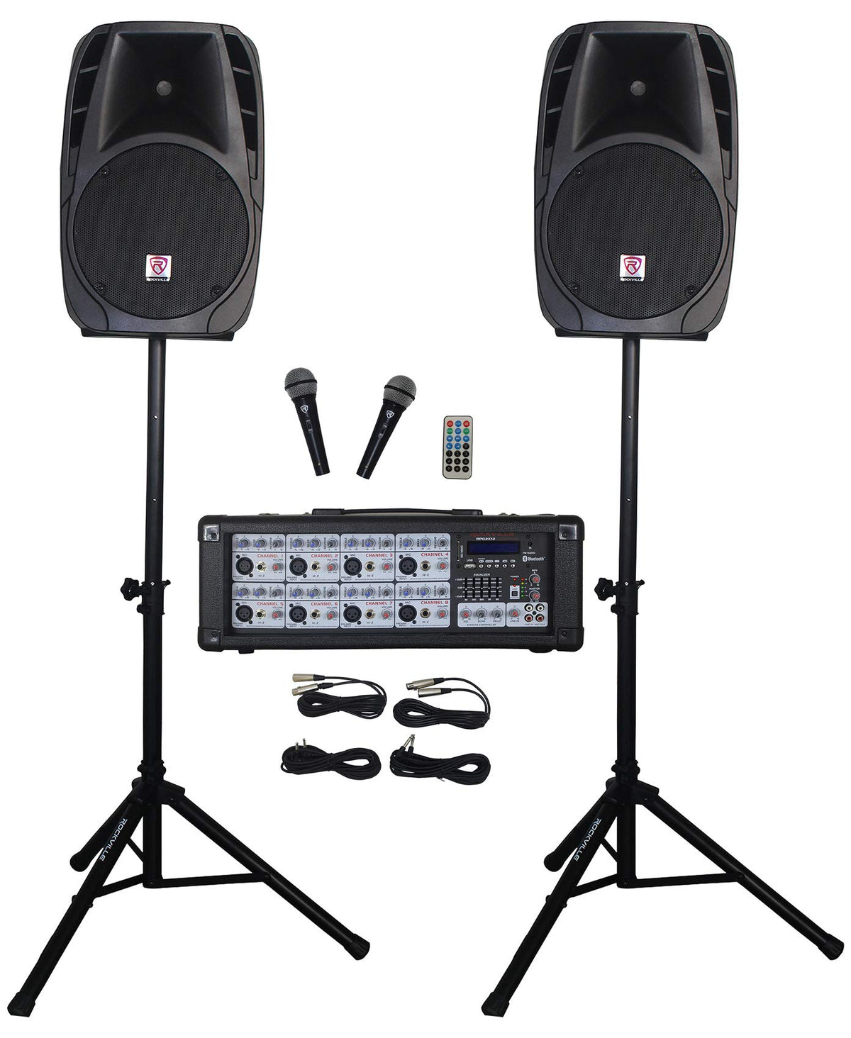 12 Inch Powered PA Speaker System with Mixer and Microphones U5213