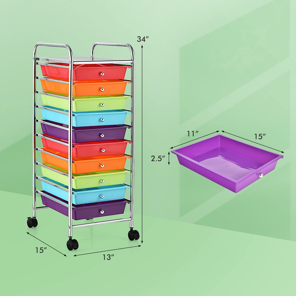 10 Drawer Rolling Storage Cart H61274
