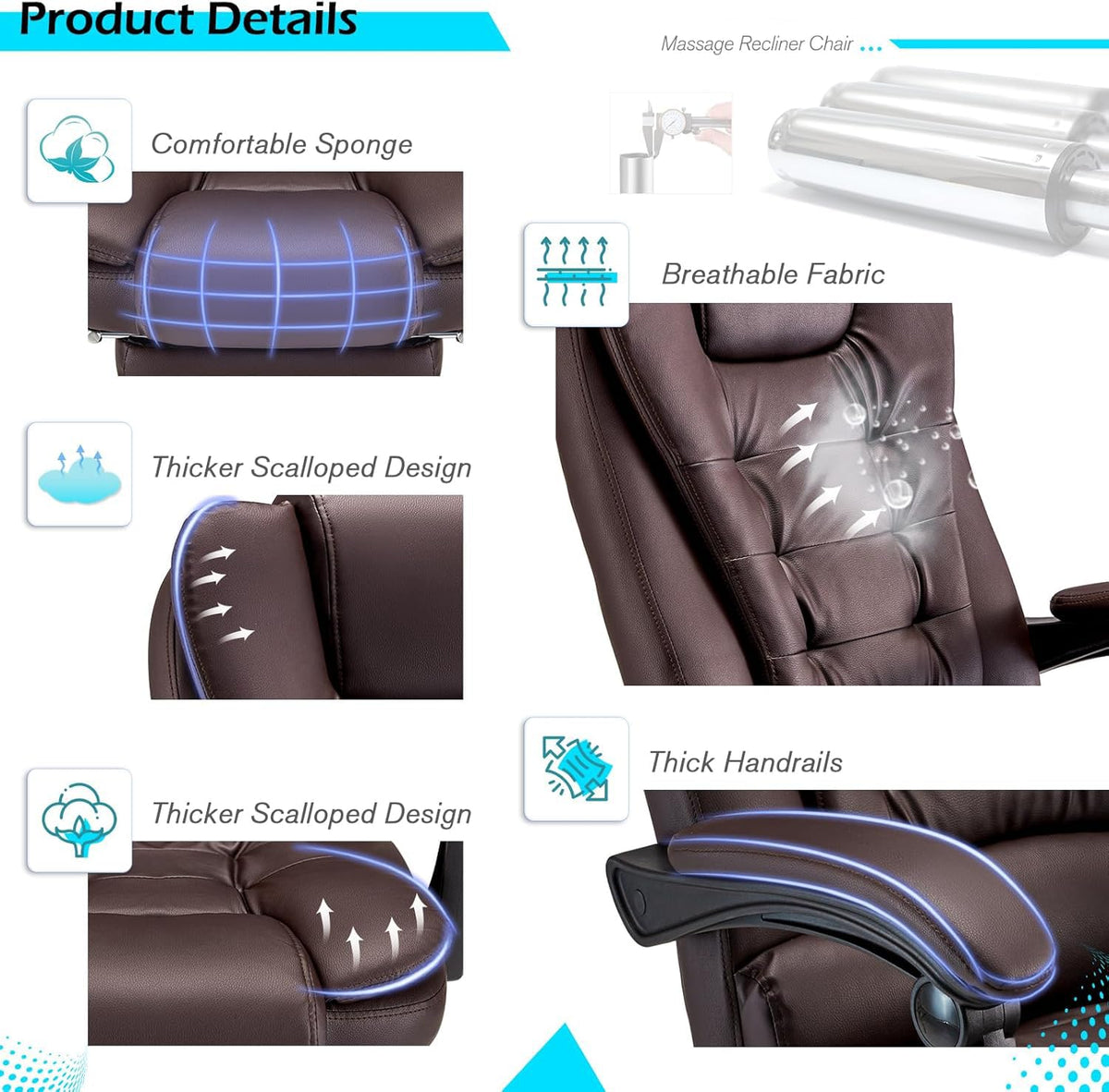 Massage Office Chair with Heat Function & Footrest T3110