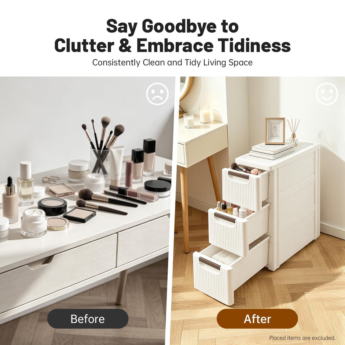 3 Drawers Narrow Plastic Storage Cabinet on Wheels O29684