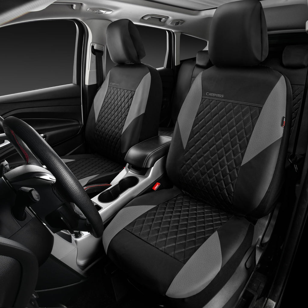 Gray Quilting Leather Full Set Car Seat Covers L25163