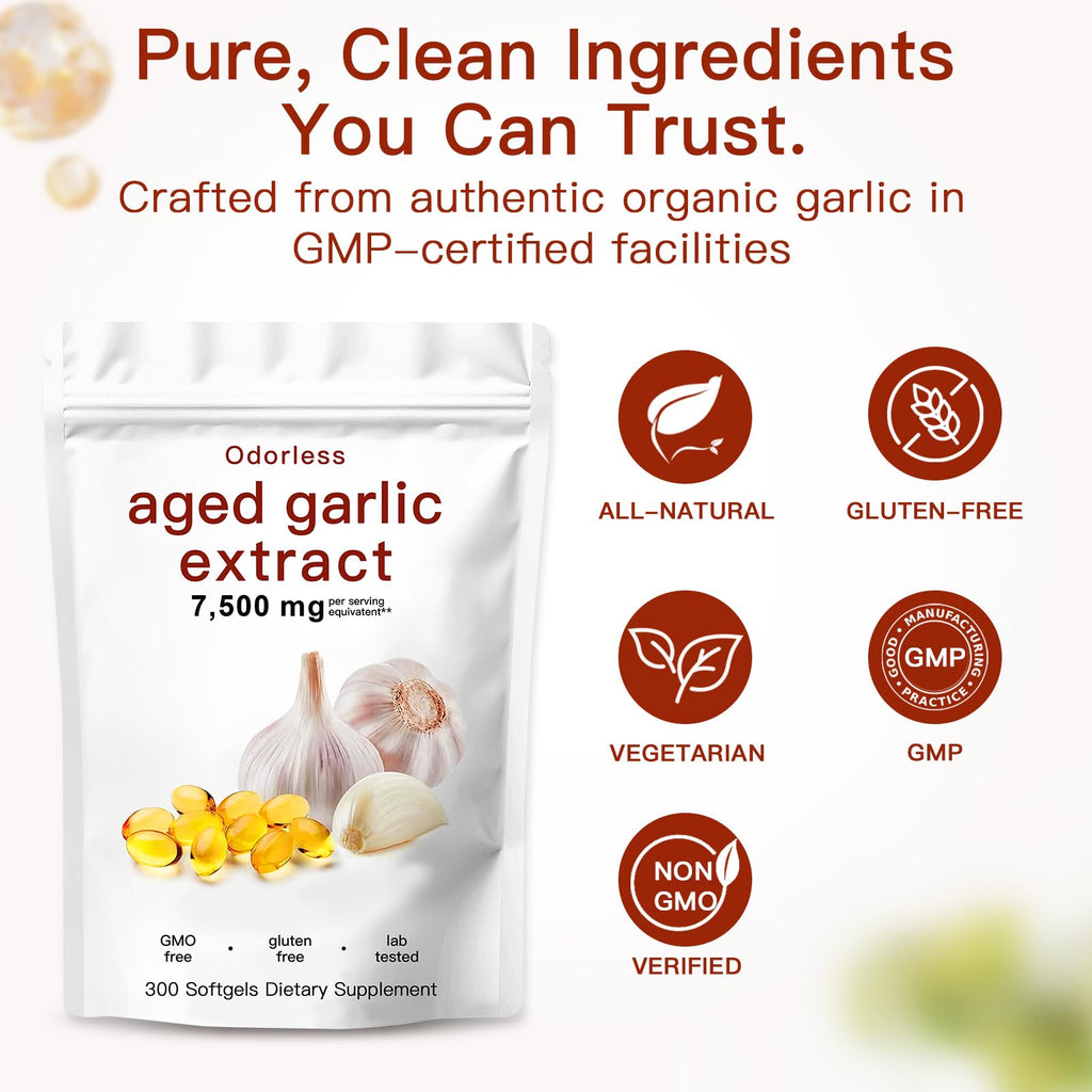 7500mg Organic Garlic Capsules Supplement, Vegetarian, Non-GMO, 300 Count A56940