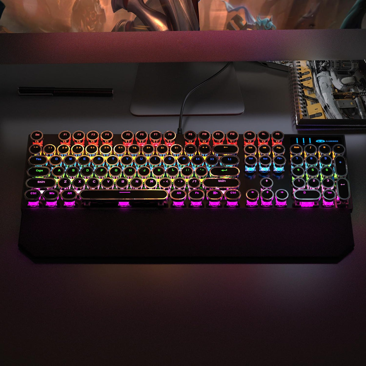 Black Retro Mechanical Gaming Keyboard with RGB Backlit V257818
