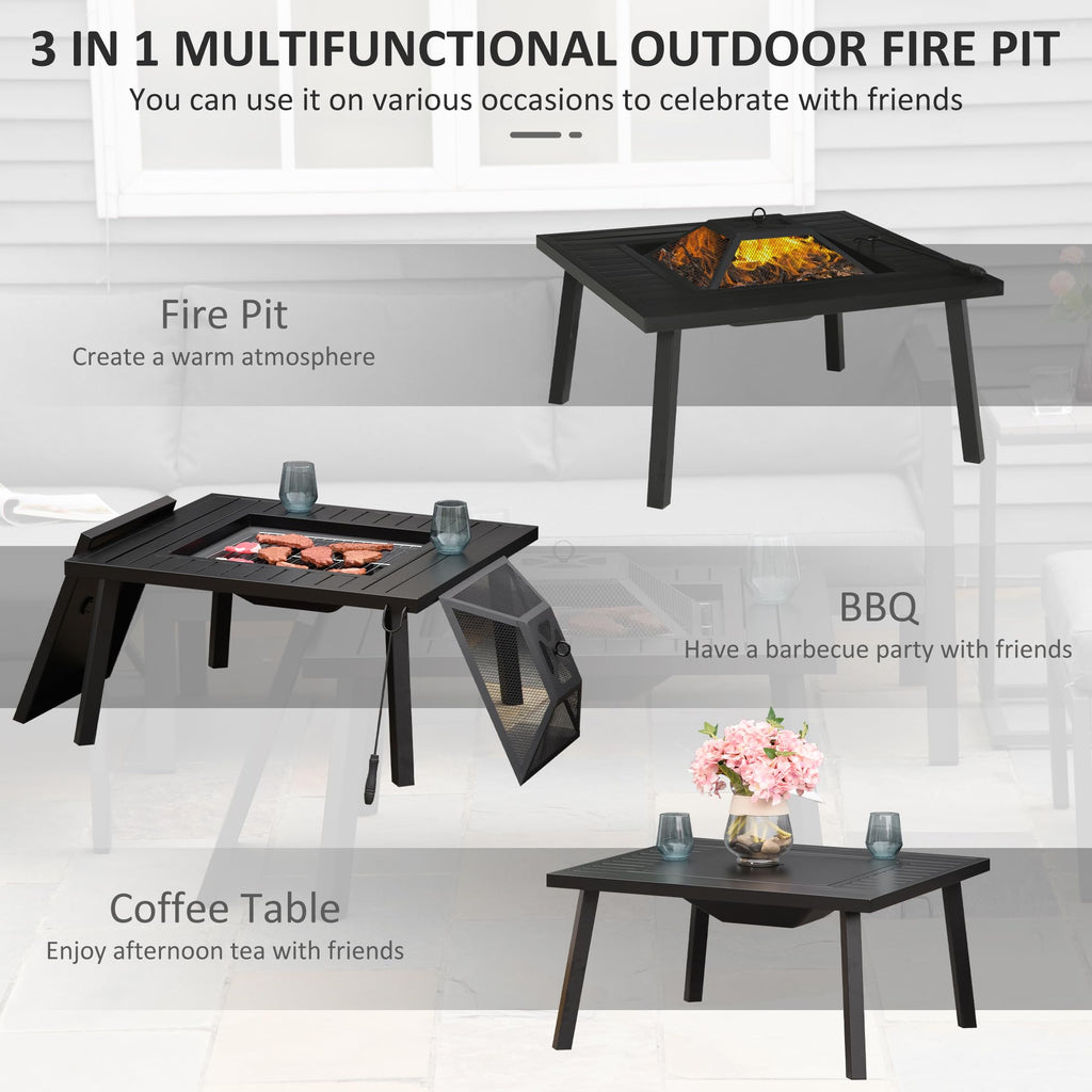 34" Black Metal Fire Pit with Grill Y334