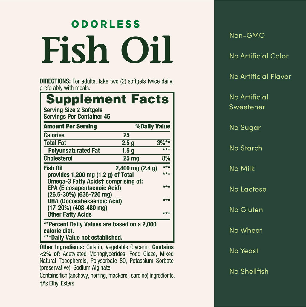 1200mg Omega-3 Fish Oil Softgels, 90 Ct J221203