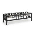 Black 3 Bowl Metal Raised Pet Feeder J1308