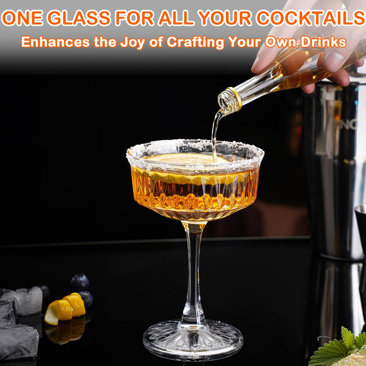 Crystal Coupe Glasses Set of 6, 6.8oz Cocktail Glasses B876