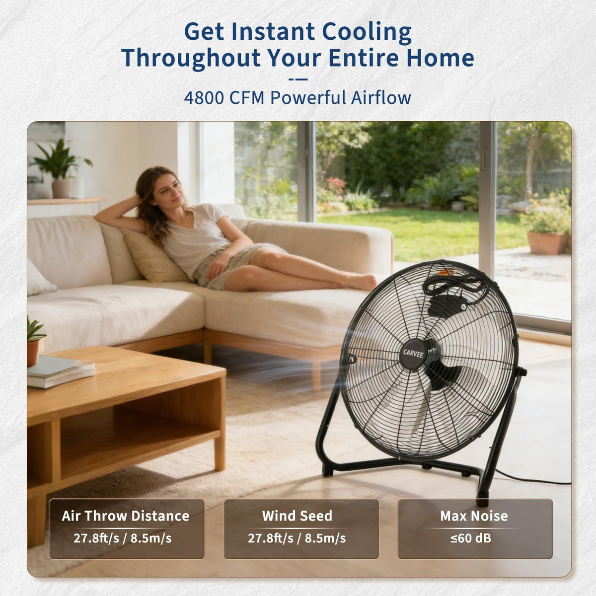20-Inch 3-Speed Metal Floor Fan B828896