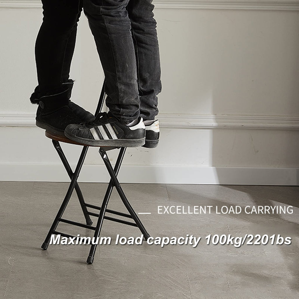 Black 18 Inch Folding Stool with Backrest and Footrest H4394
