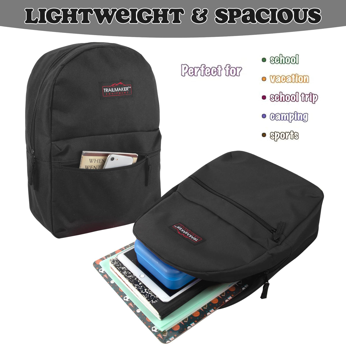 17 inch Backpacks with Adjustable Padded Straps X2246