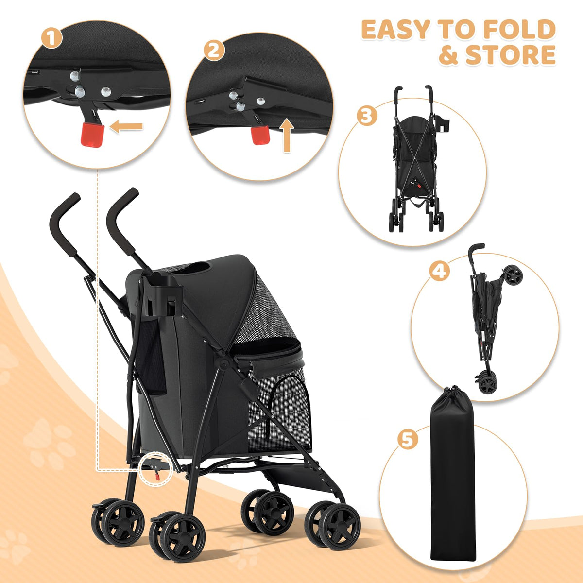 Compact Fold Pet Travel Stroller O17047