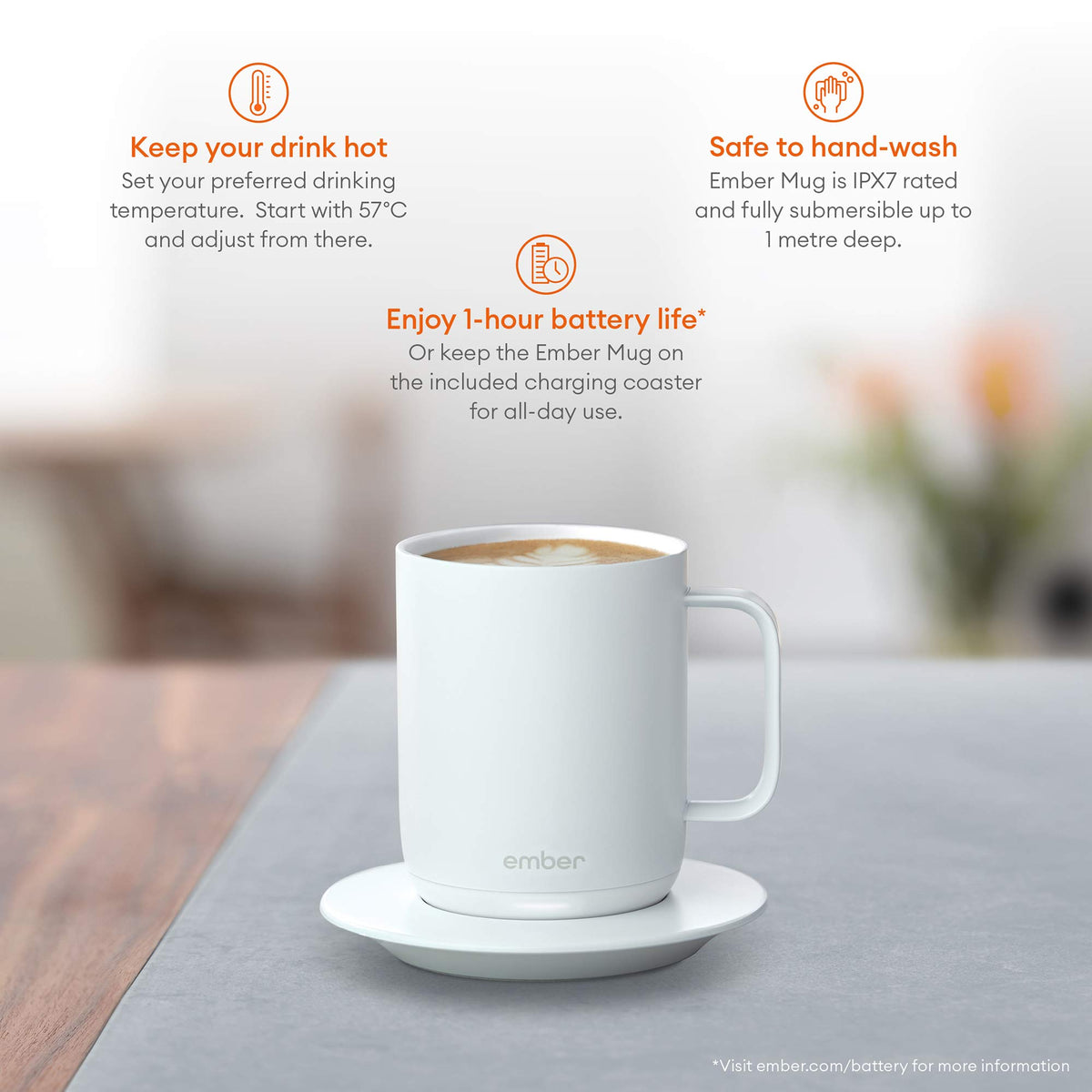 White 10 Ounce Heated Coffee Mug K8202