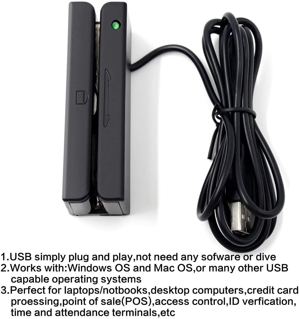 USB Magnetic Stripe 3-Track POS Credit Card Reader C54821