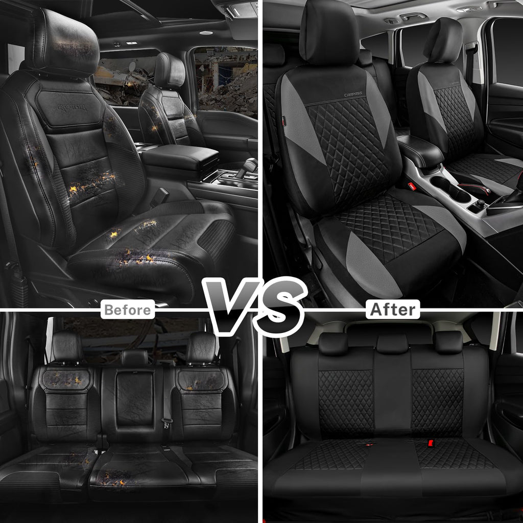 Gray Quilting Leather Full Set Car Seat Covers L25163