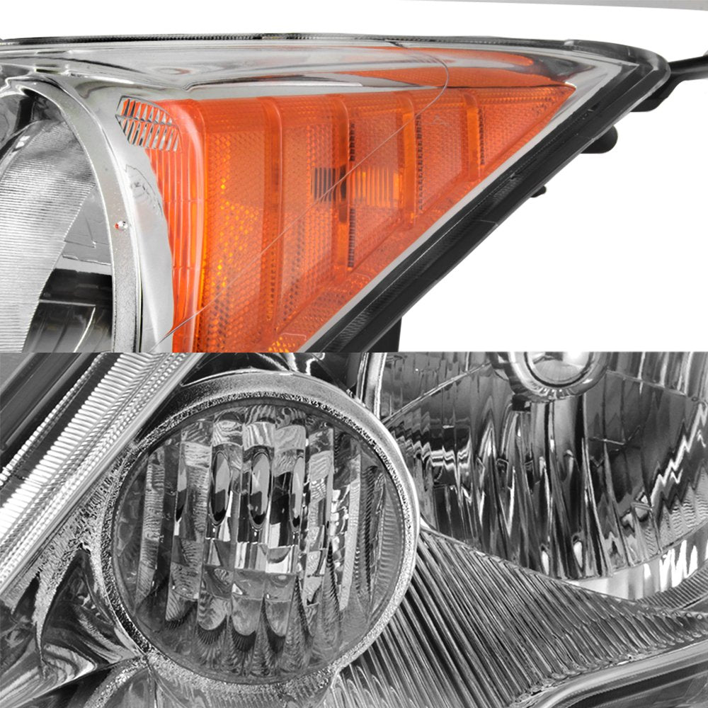 2007-11 Honda CR-V Headlight Assembly Chrome Housing Clear Lens Full Set M950341