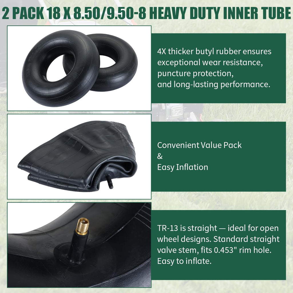 2Pcs 18X8.50/9.50-8 Inner Tubes with TR-13 Valve Stem Y38899