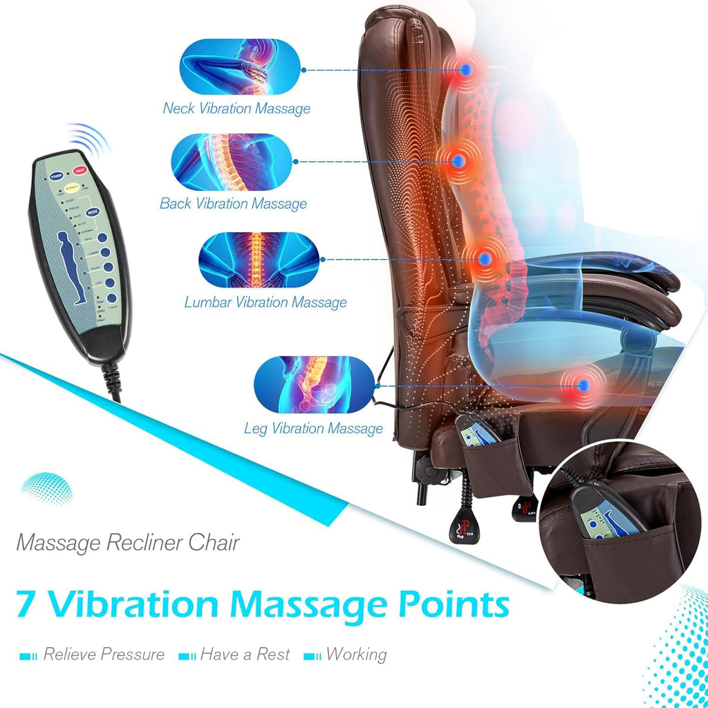 Massage Office Chair with Heat Function & Footrest T3110