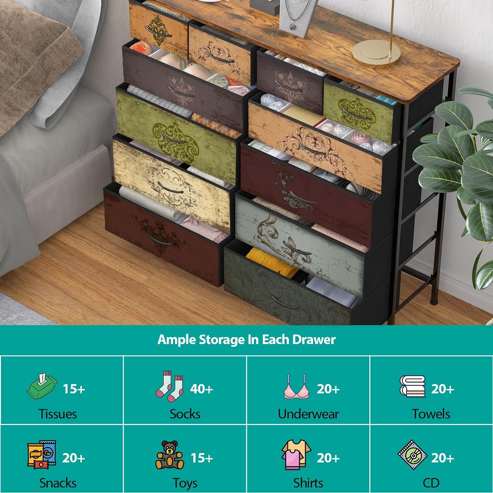 12 Drawer Fabric Dresser T3537