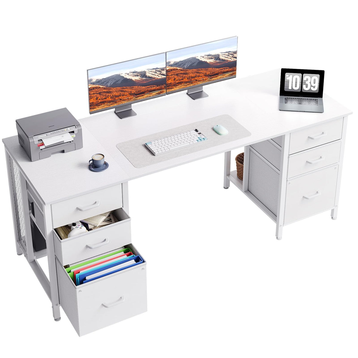 63 inch Computer Desk with 6 Fabric Drawers D658725