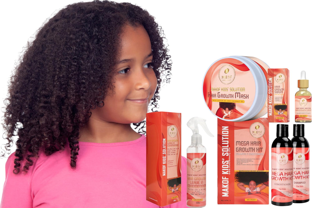Kid’s Shampoo & Conditioner Set with Black Castor Oil, Argan Oil, Hair Mask Treatment and Leave-in Conditioner A231