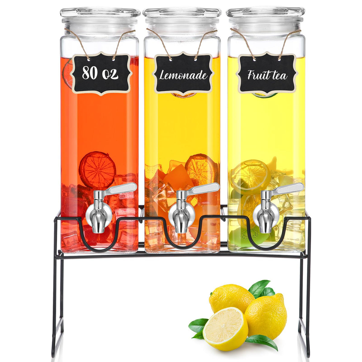 80 oz Glass Drink Dispenser with Stand and Spigot C84453