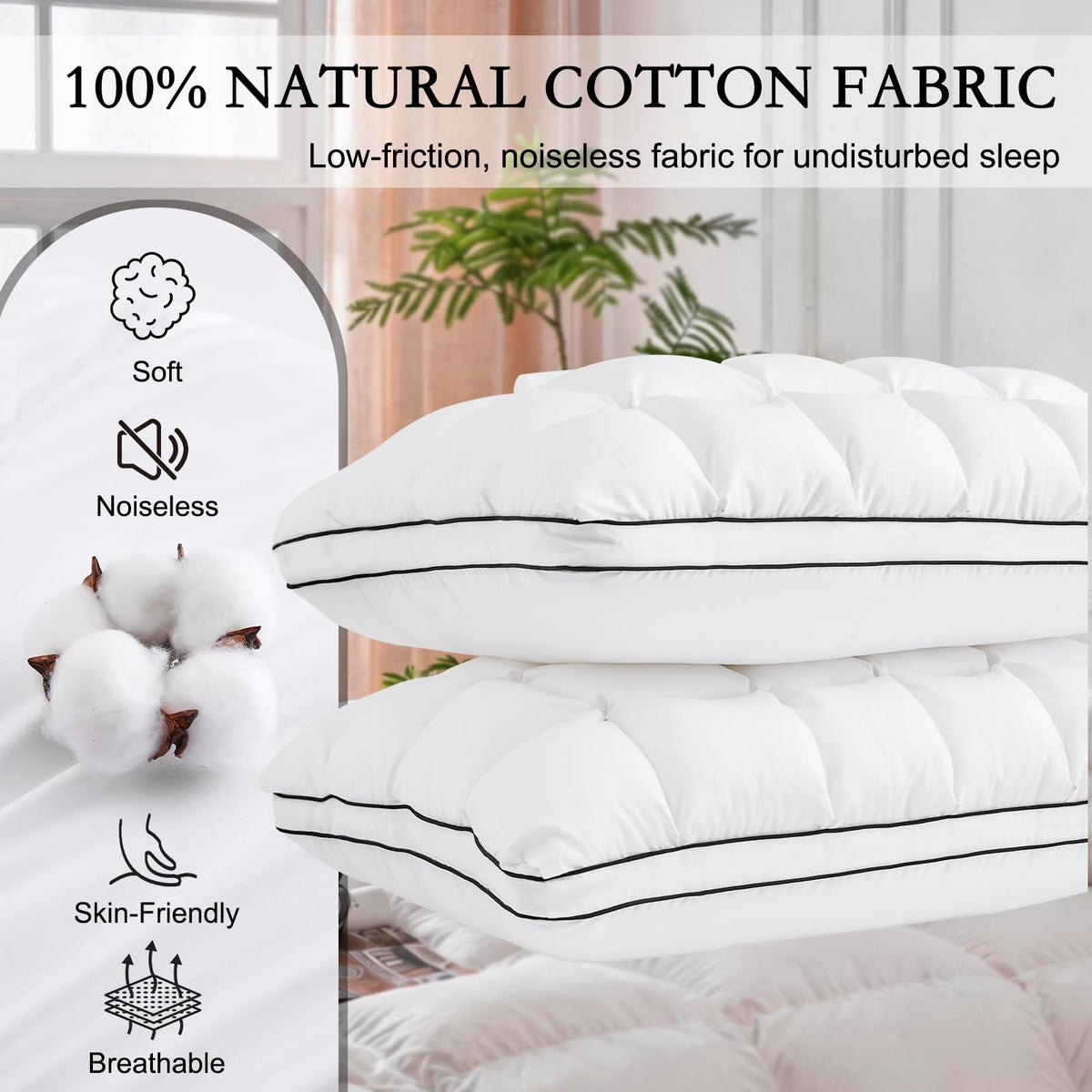 King Size Set of 2 Cotton Pillows V790