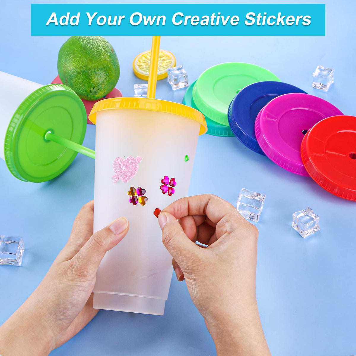 24 Pack Clear Plastic Tumblers with Lids and Straws B815563
