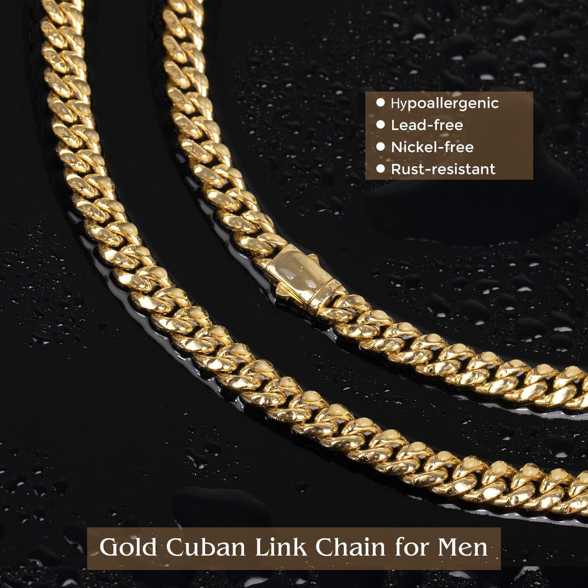 Gold Cuban Link Chain 316L Stainless Steel Necklace 20/22/24 Inches E64650