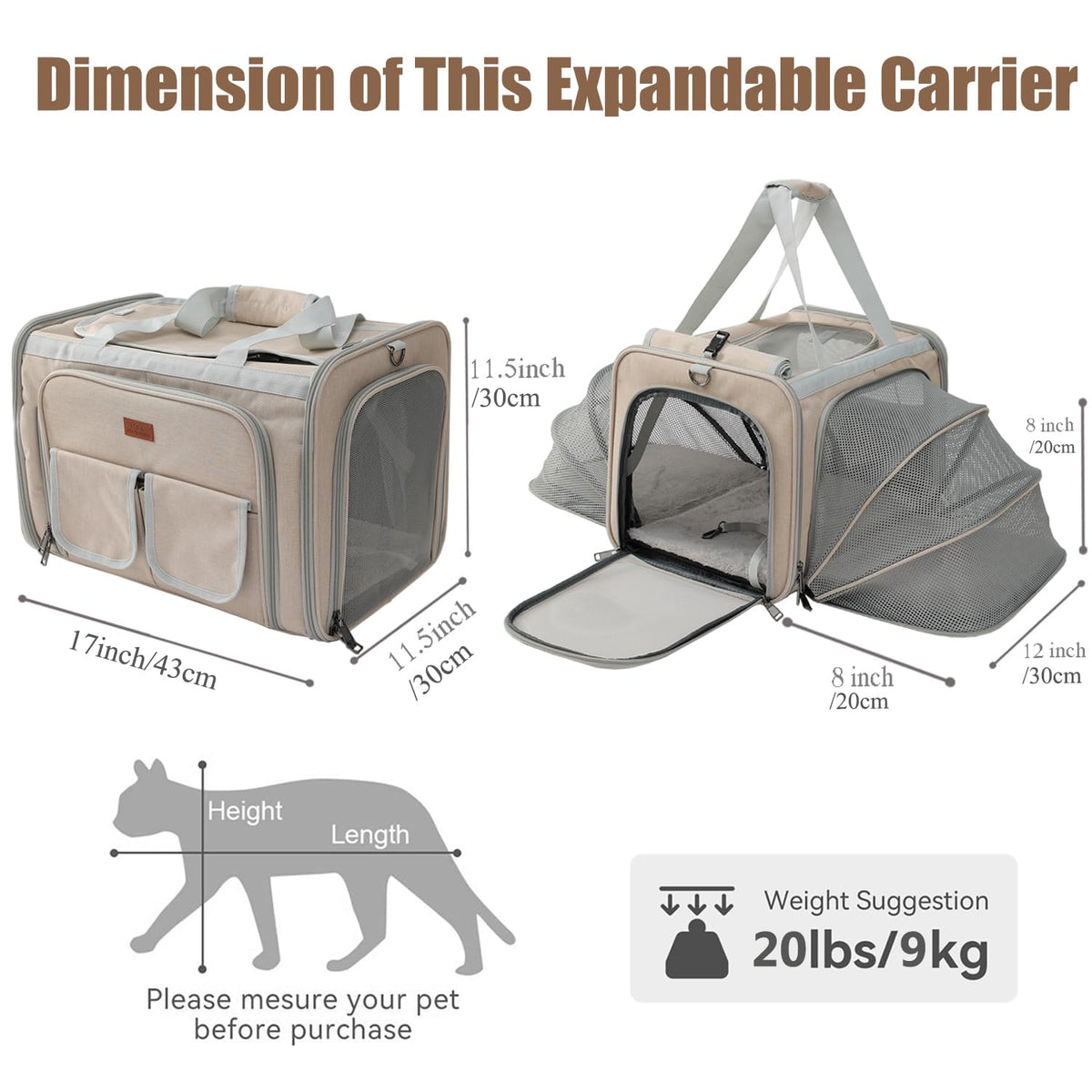 Expandable Airline Approved Cat Carrier Bag K306369
