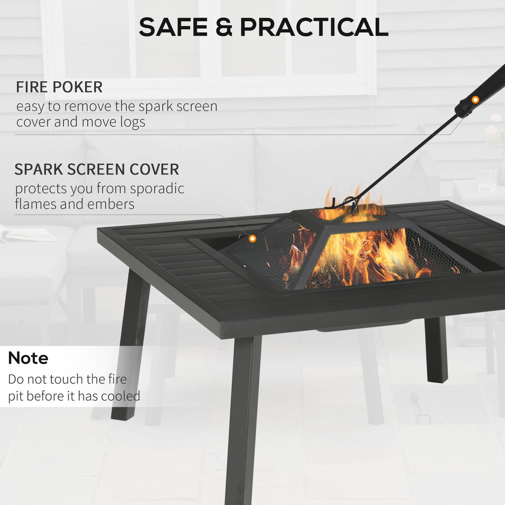 34" Black Metal Fire Pit with Grill Y334