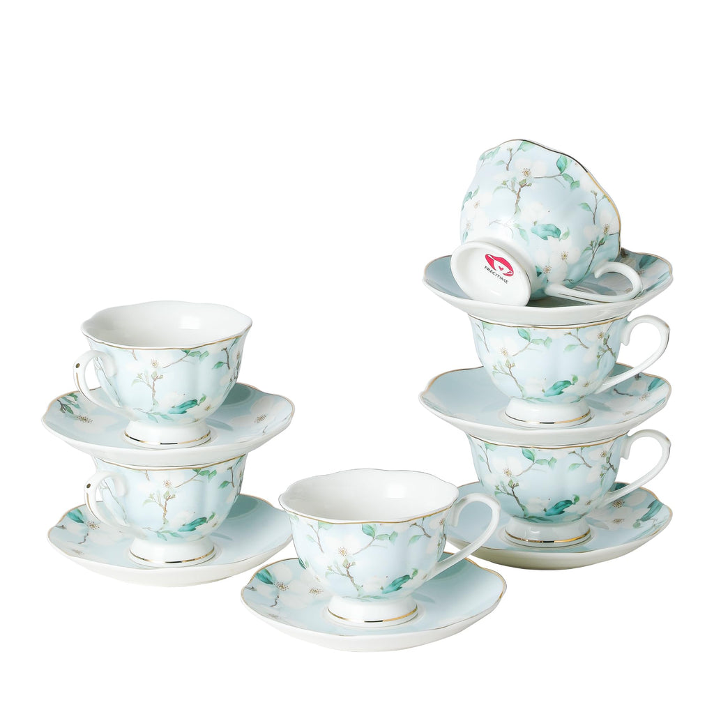 6oz Porcelain Tea Cup & Saucer Set of 6 L2069