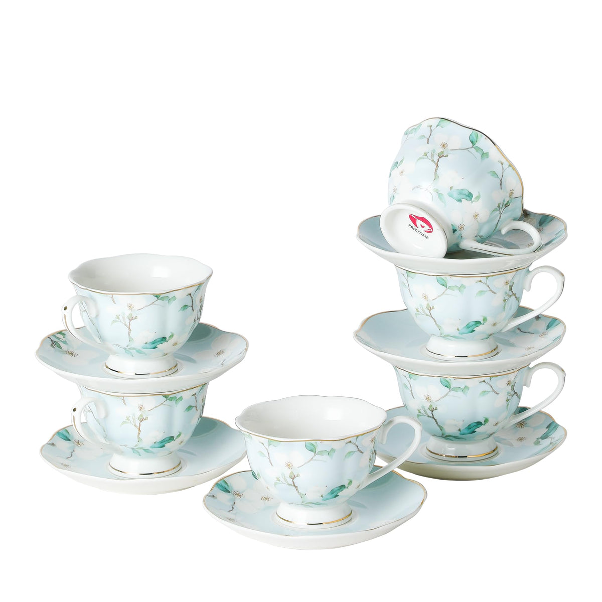 6oz Porcelain Tea Cup & Saucer Set of 6 L2069