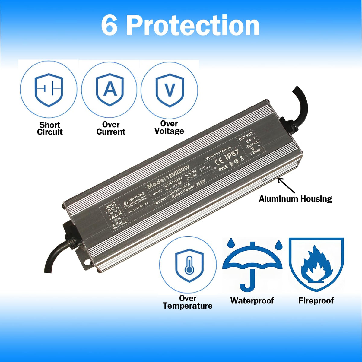 12V 200W IP67 Waterproof LED Transformer G7130