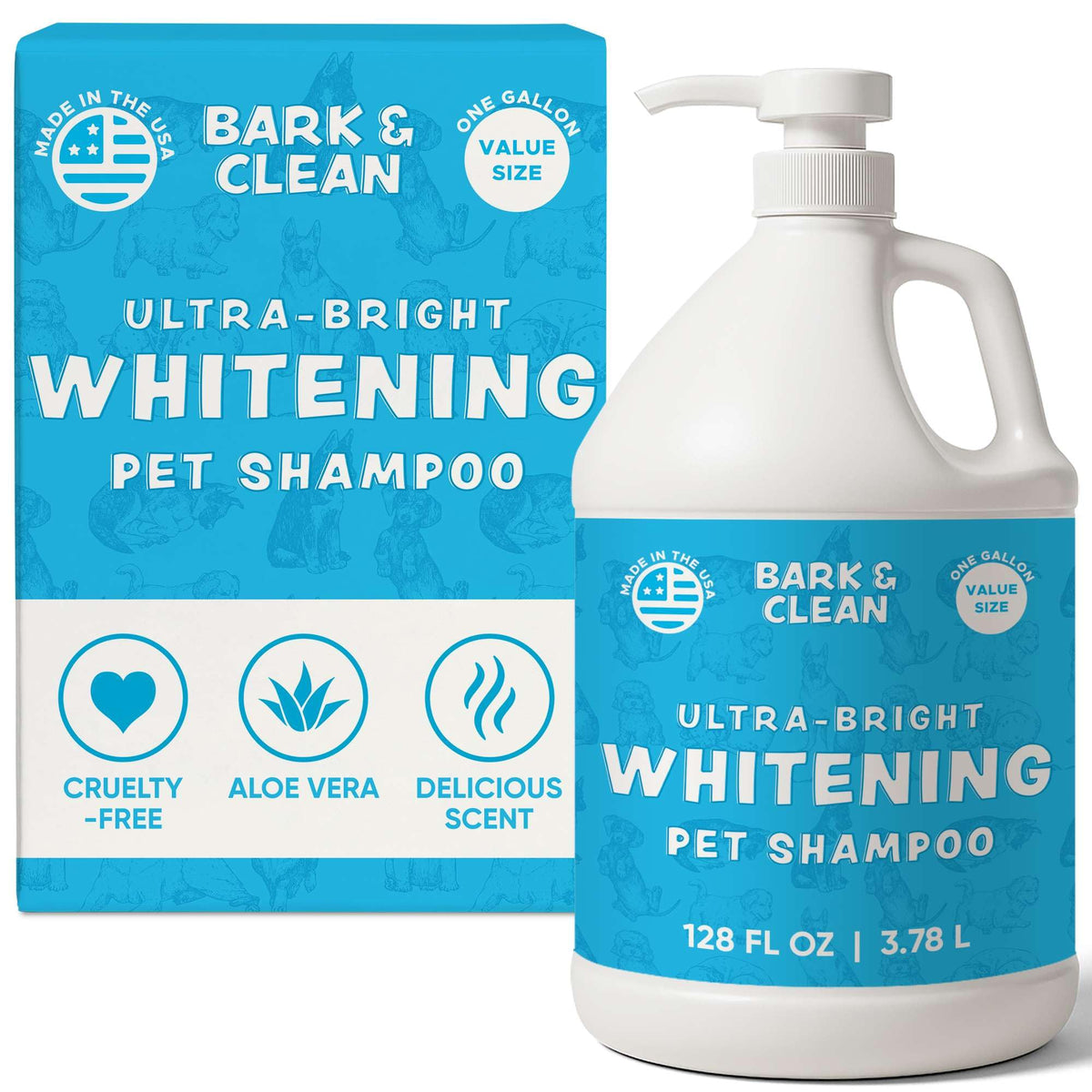 Whitening Dog Shampoo with Pump, 1 Gallon Aloe Coconut Q2389