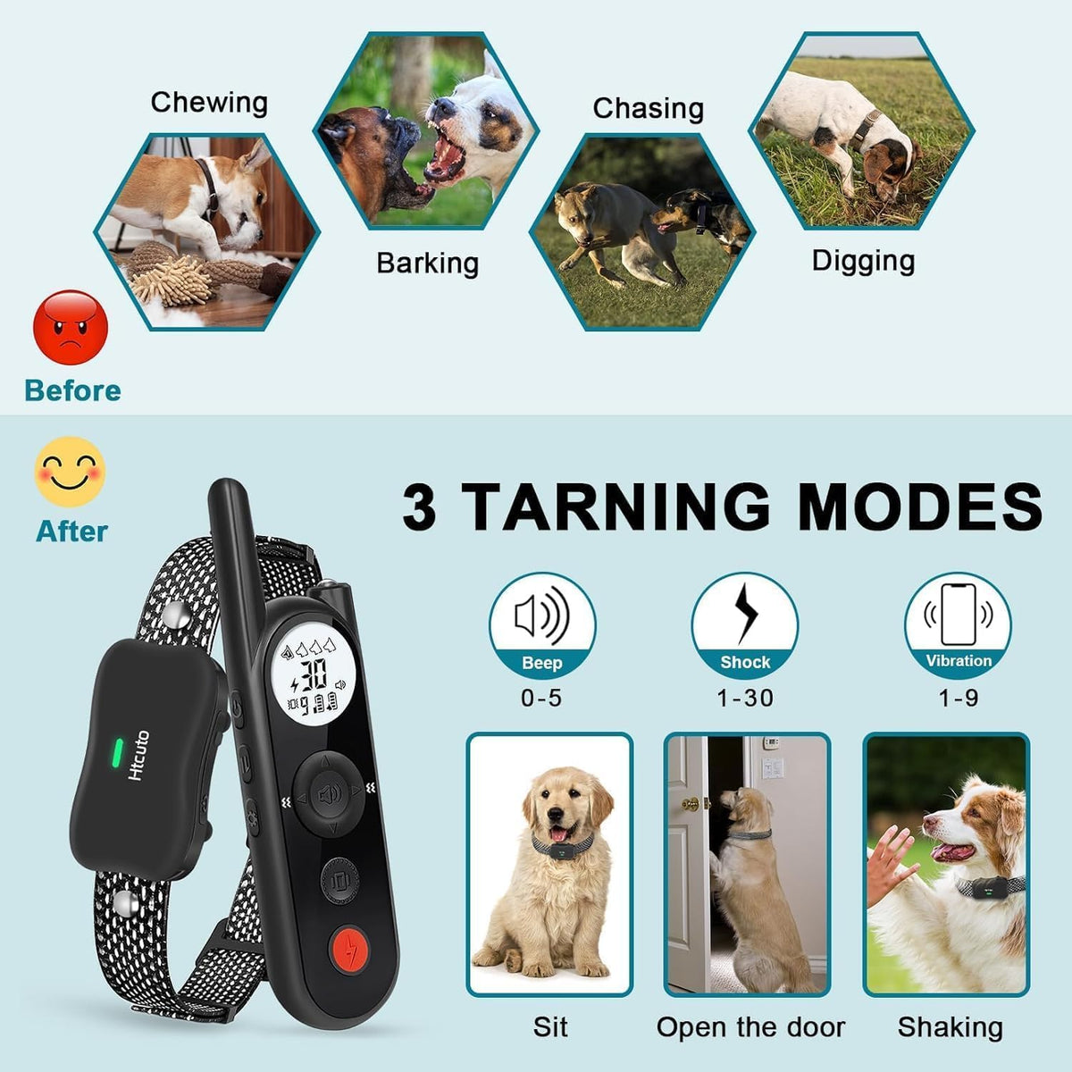 Wireless Dog Fence and Remote Training Collar, IPX7 Waterproof, Black N7827