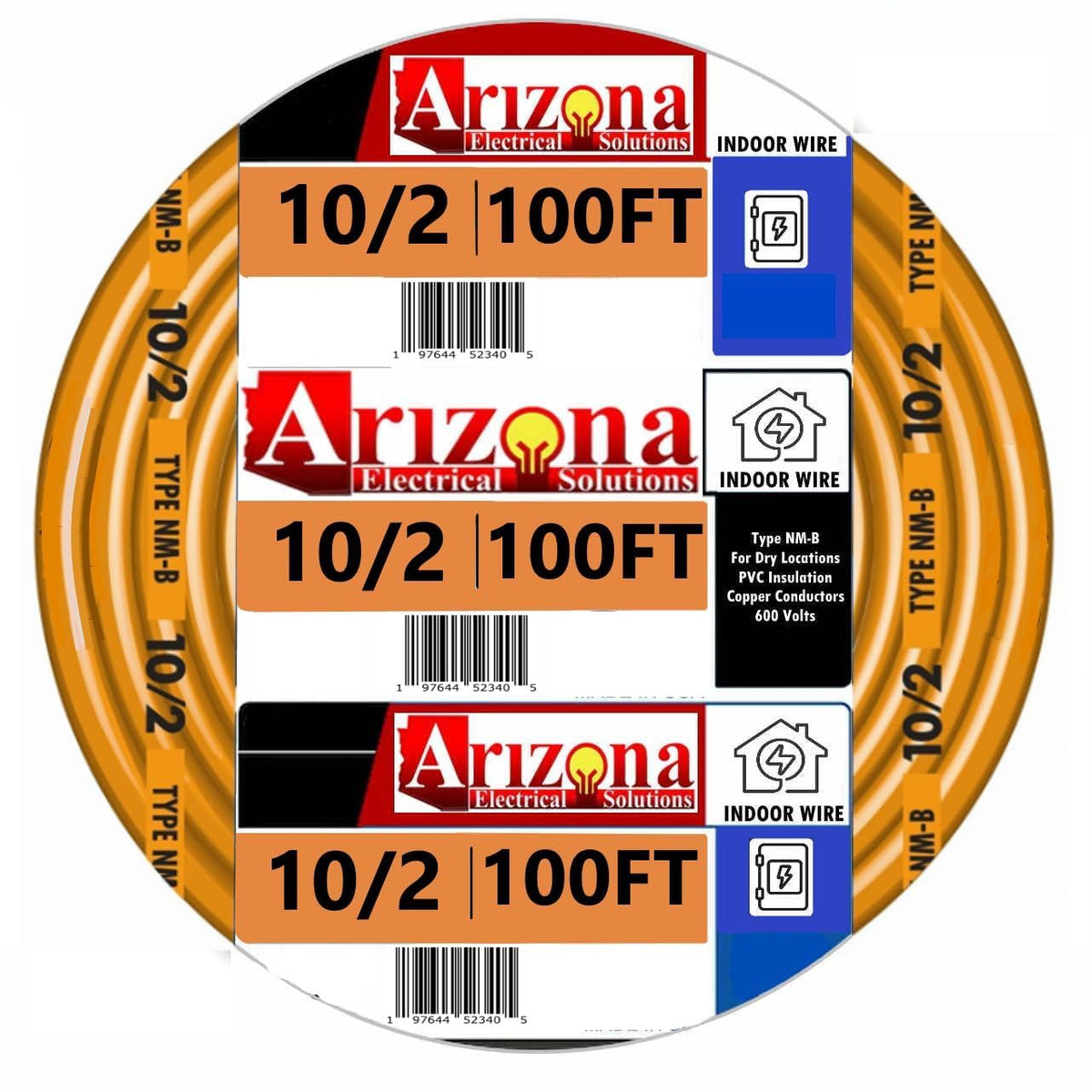100-Feet 10/2 Type NM-B Bare Copper Wire Orange C959516