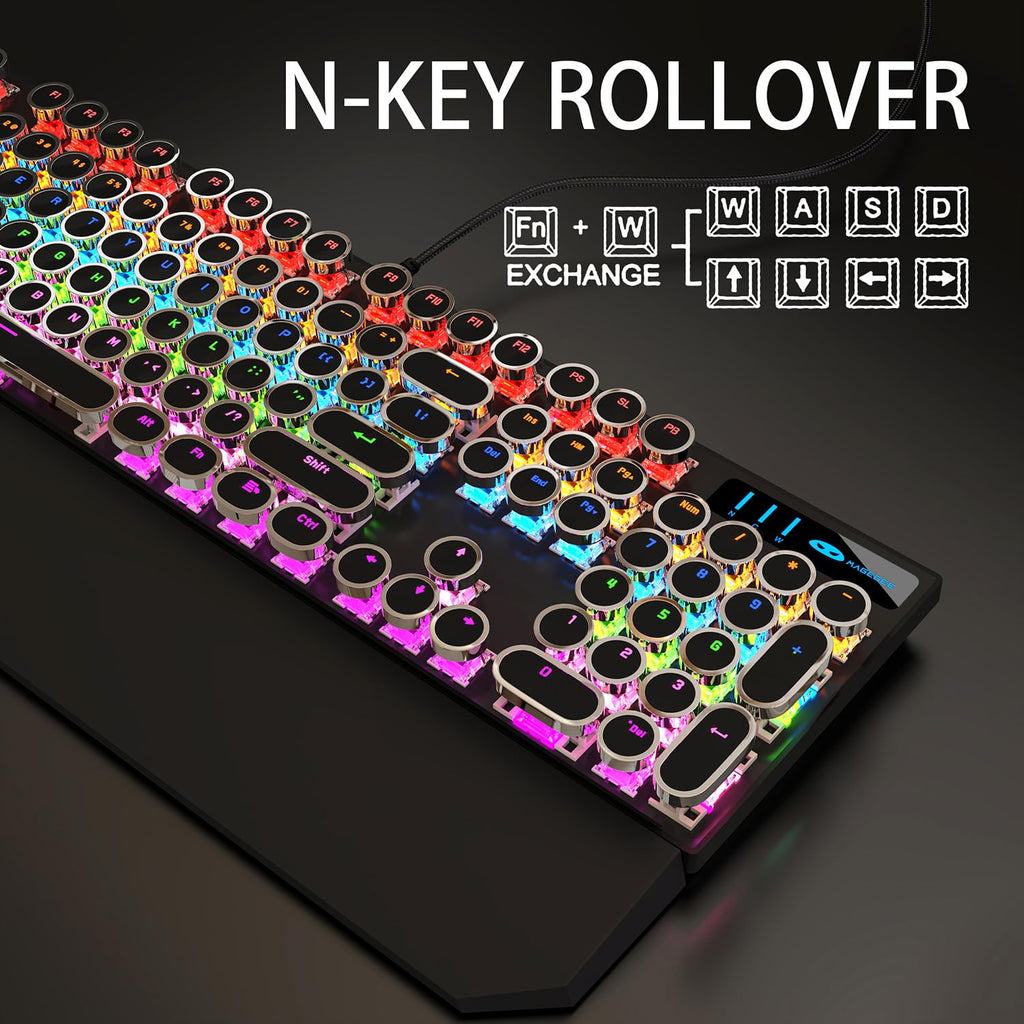 Black Retro Mechanical Gaming Keyboard with RGB Backlit V257818