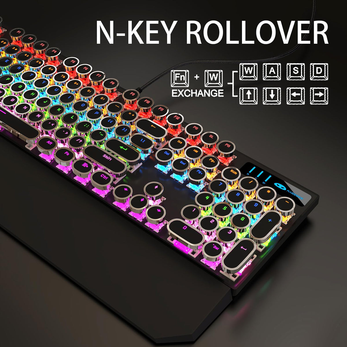 Black Retro Mechanical Gaming Keyboard with RGB Backlit V257818