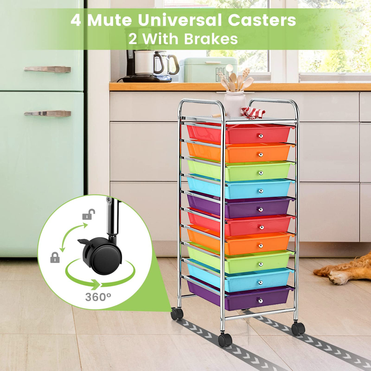 10 Drawer Rolling Storage Cart H61274