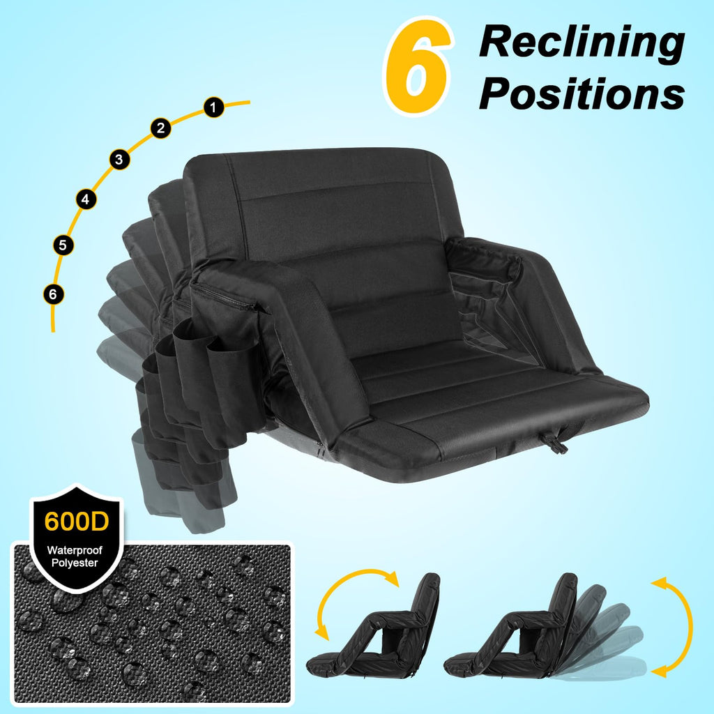 2 Pack Wide Waterproof Folding Stadium Seats with Back Support C609010