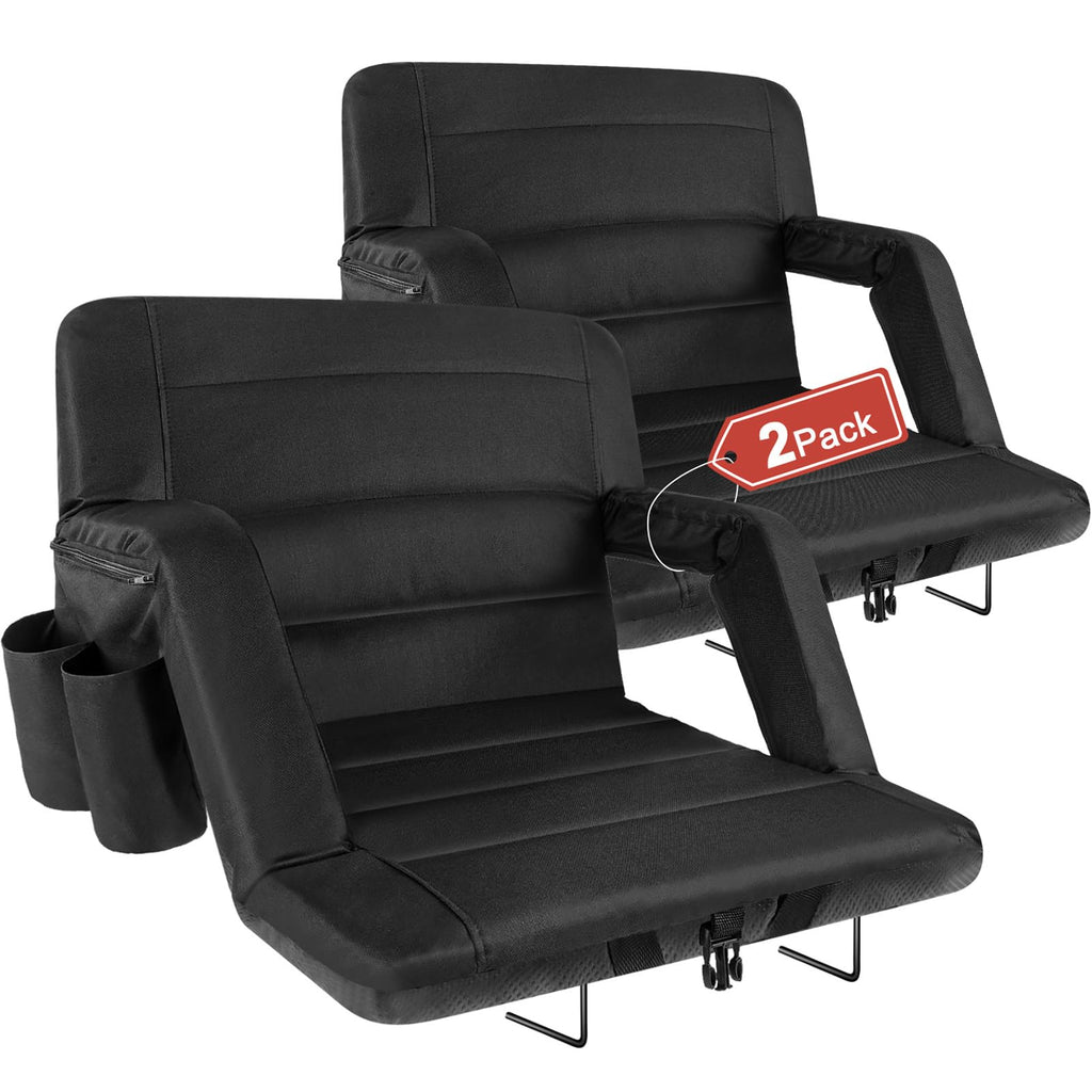 2 Pack Wide Waterproof Folding Stadium Seats with Back Support C609010