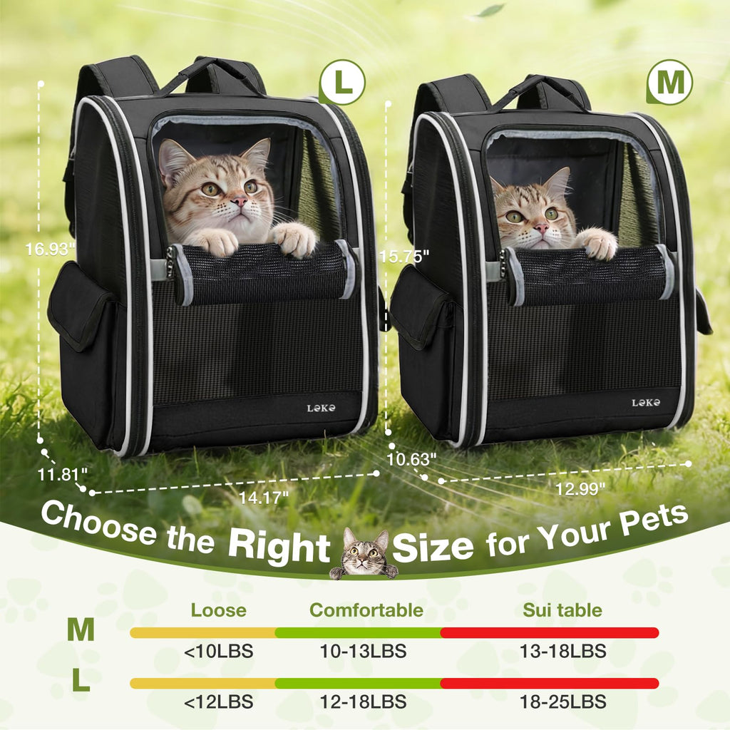 Dog Carrier Backpack for Small Medium Dogs Cats up to 18 lbs, Breathable Pet Backpack Carrier with 3 Entrances N634