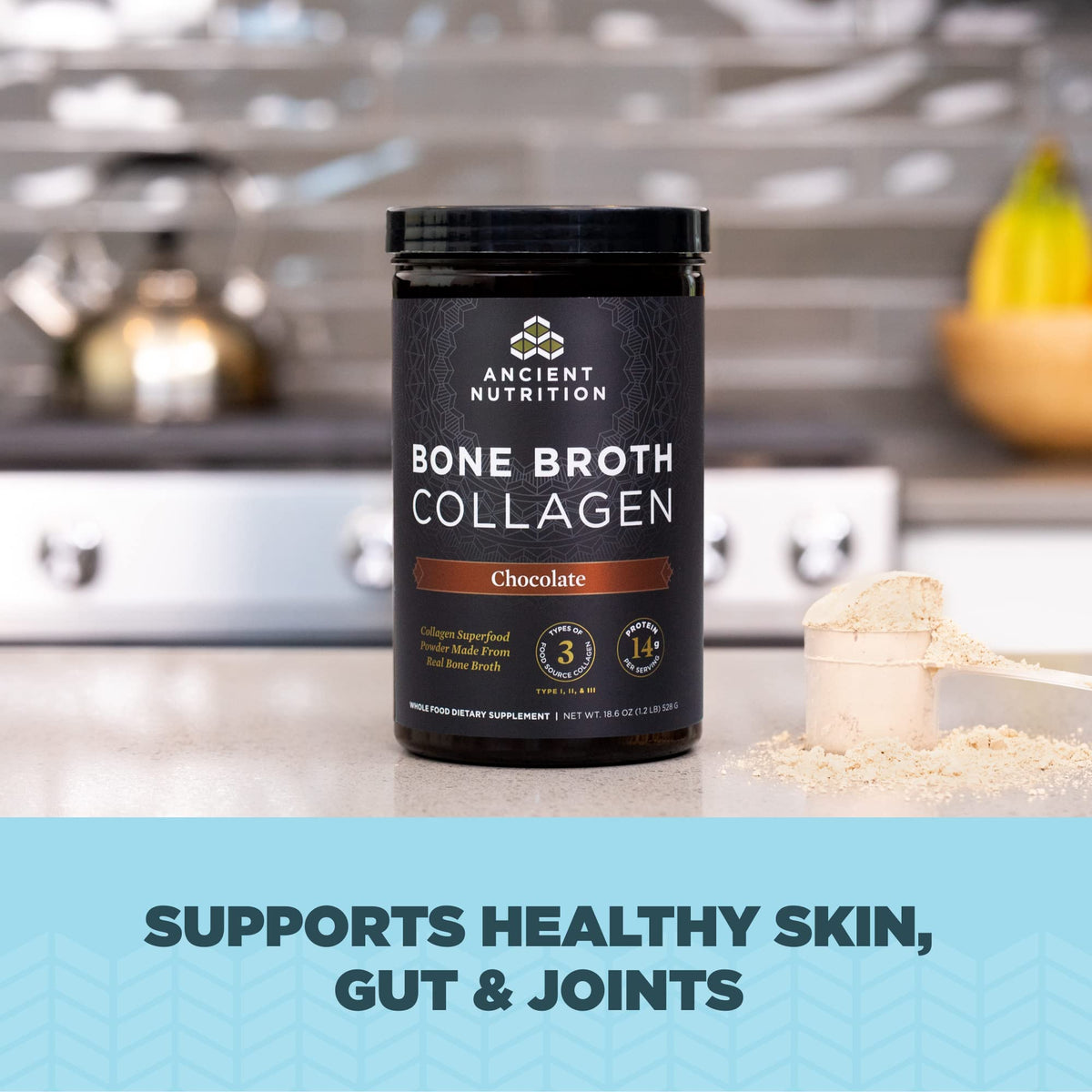 Hydrolyzed Bone Broth Collagen Peptides, Chocolate H32725