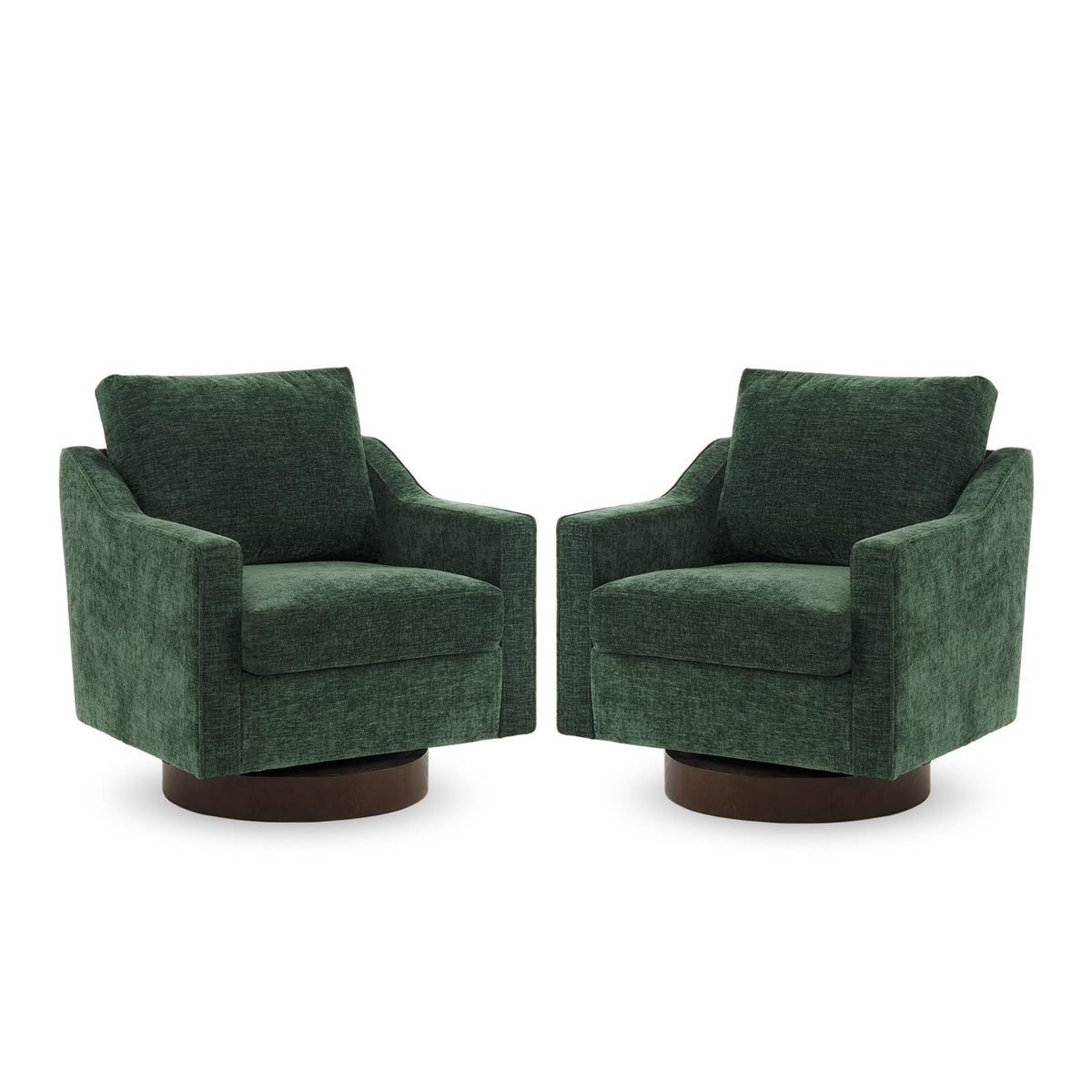 Chenille Green Swivel Accent Chairs Set of 2 U23605