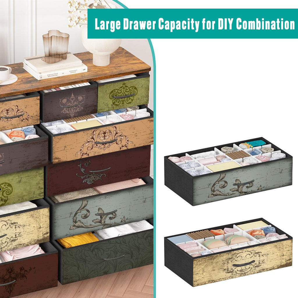 12 Drawer Fabric Dresser T3537
